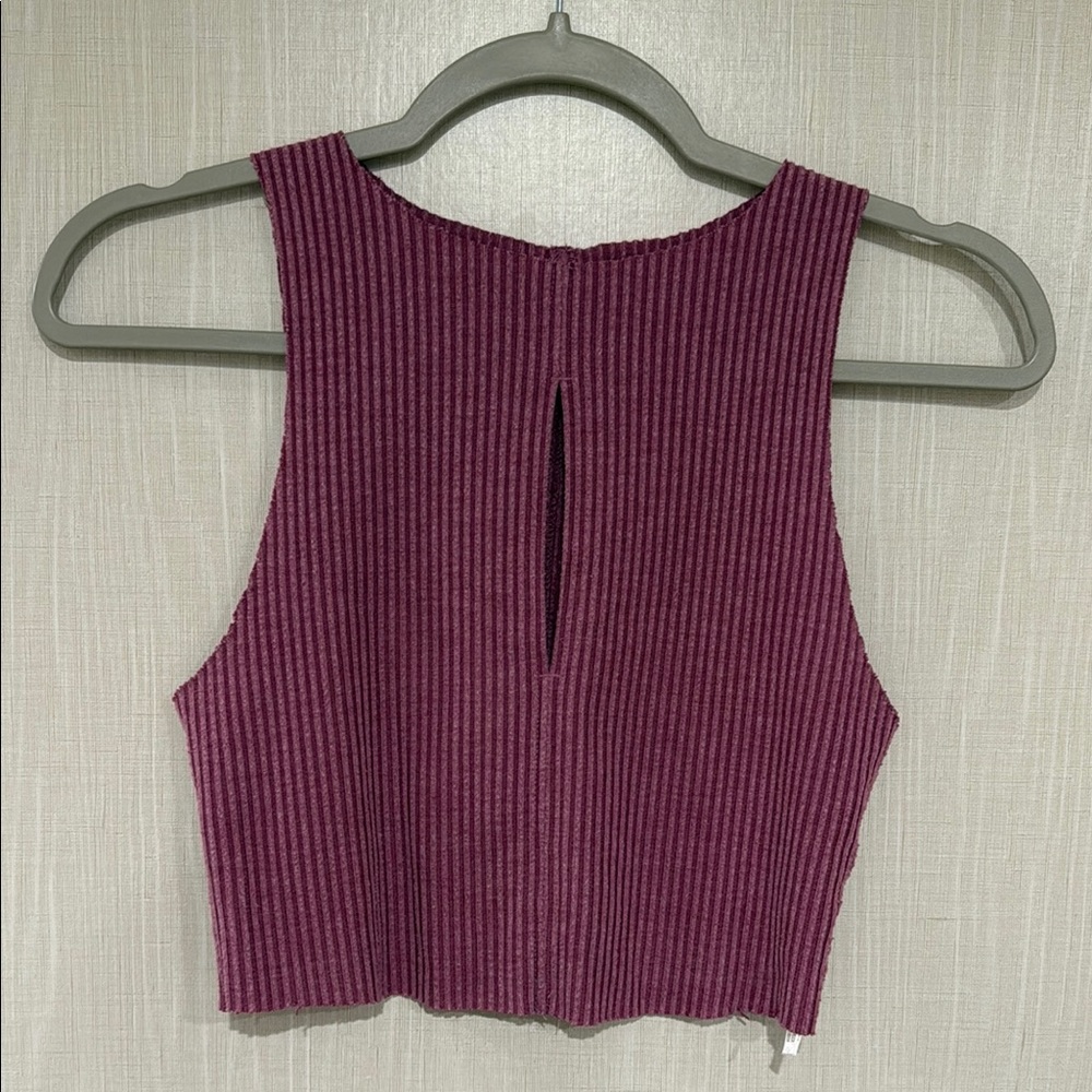 Urban Outfitters Red and Purple Cut Out Crop Tank Top